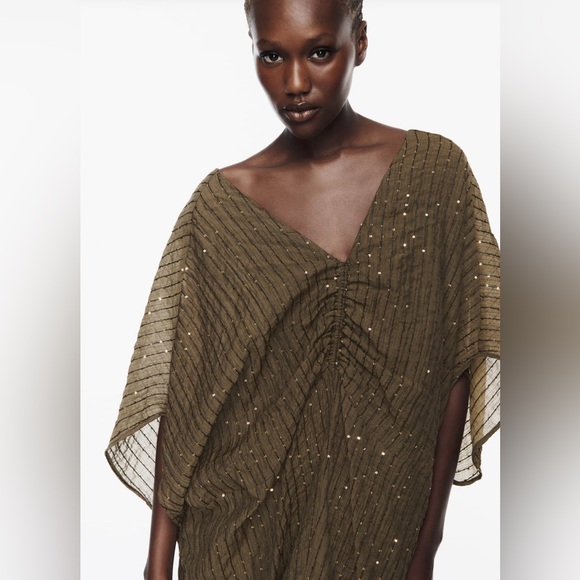 ZARA kaftan dress with sequins size small - Picture 2 of 8